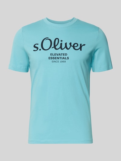 Produktfoto, Regular Fit T-Shirt aus reiner Baumwolle von s.Oliver RED LABEL in Hellblau, unifarben, Rundhals, Kurzarm, Jersey, Label Print