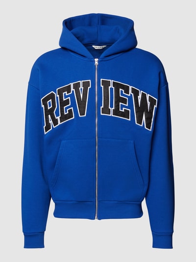 REVIEW Sweatjacke mit Label-Stitching Royalblau 2