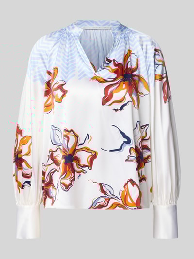 Herzensangelegenheit Regular Fit Seidenbluse mit Tunikakragen Hellblau 2