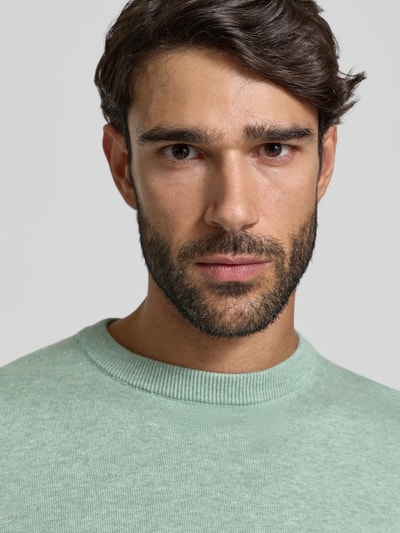 MCNEAL Strickpullover aus Baumwoll-Kaschmir-Mix mit Rundhalsausschnitt Mint Melange 3