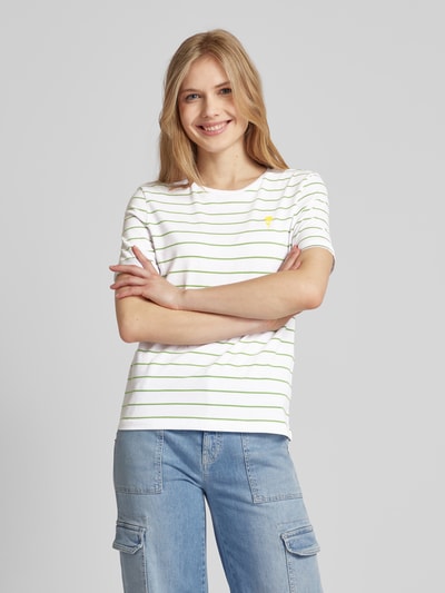 Montego T-Shirt mit Streifenmuster Oliv 4