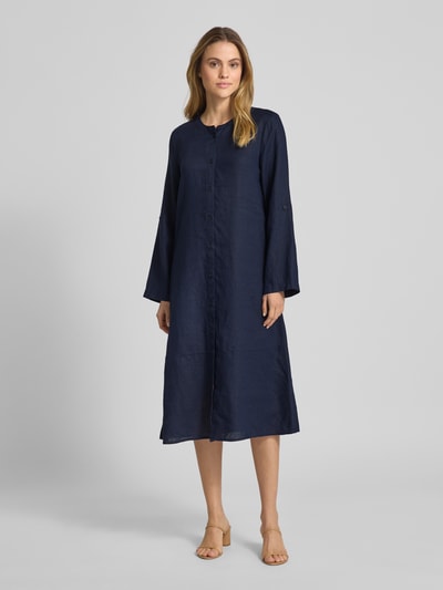 Christian Berg Woman Leinenkleid mit durchgehender Knopfleiste Dunkelblau 4