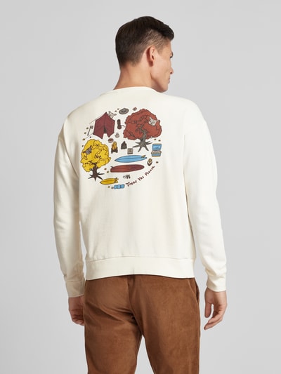 Knowledge Cotton Apparel Sweatshirt mit Label-Stitching Offwhite 5