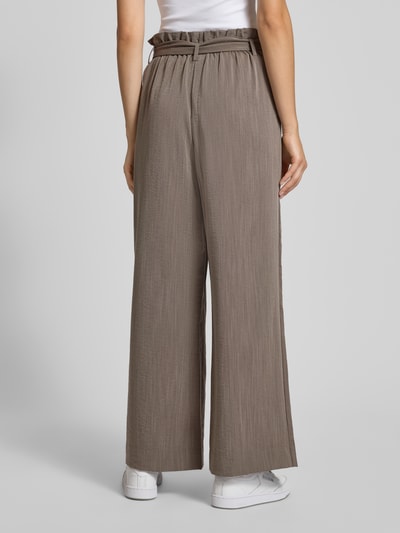 Only Spodnie z zakładkami w pasie i szerokimi nogawkami z mieszanki wiskozy model ‘MARSA’ Szarobrązowy melanż 5