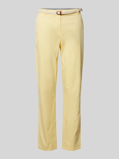 Christian Berg Woman Casual fit chino met riem Lichtgeel - 2