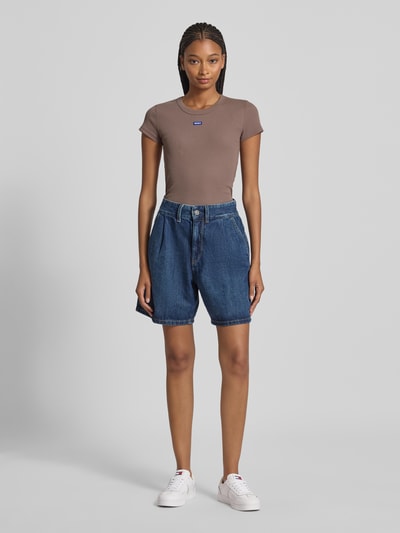 Hugo Blue T-shirt met labeldetail Roodbruin - 1