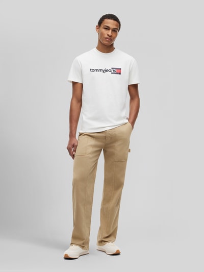 Tommy Jeans Regular Fit T-Shirt aus reiner Baumwolle Ecru 1