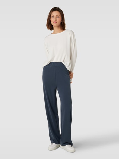 mbyM Regular fit stoffen broek met plooien, model 'Anjelica' Marineblauw - 1