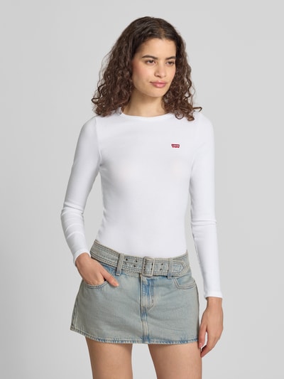 Levi's® Slim Fit Langarmshirt aus Baumwoll-Mix Modell 'HAYES' Weiss 4