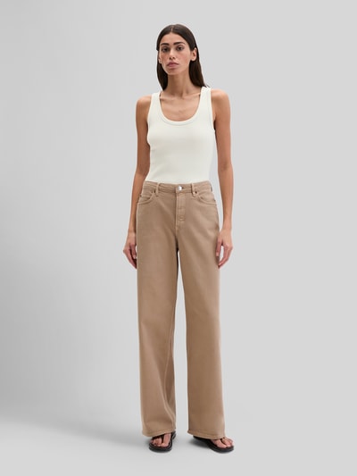 Marc O'Polo Wide Leg Hose aus Baumwoll-Mix Modell 'TOLVA' Beige 1