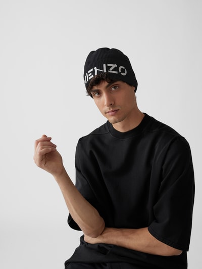 Kenzo Beanie mit Strickmuster Black 1