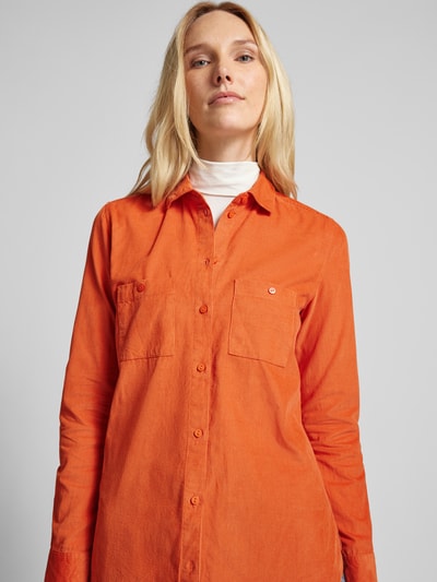 Christian Berg Woman Regular fit corduroy blouse met borstzakken Terracotta - 3