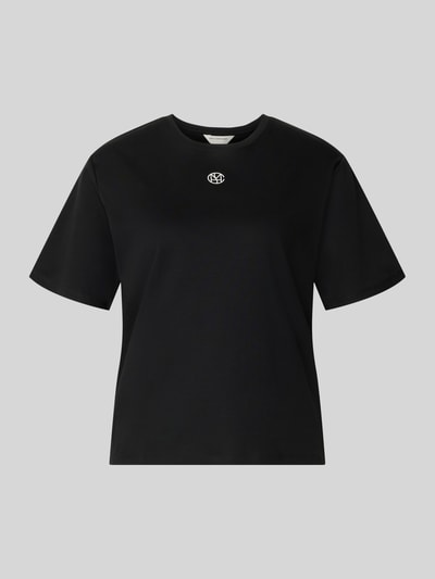 Produktfoto, Regular Fit T-Shirt aus reiner Baumwolle Modell 'Melea' von MSCH Copenhagen, schwarz mit Logo-Print, glatte Struktur