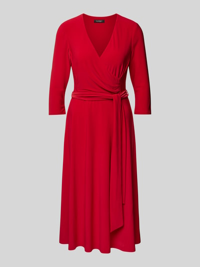 Lauren Ralph Lauren Midikleid mit Bindegürtel Modell 'CARLYNA' Rot 2