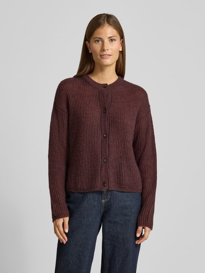 MM Kurtka z dzianiny o kroju regular fit z dodatkiem moheru i wełny model ‘MEANDRO’ Oberżynowy 4