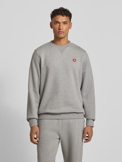 Wood Wood Sweatshirt met labelstitching, model 'Tye' Middengrijs - 4