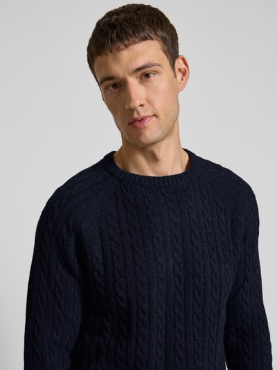 Lindbergh Gebreide pullover met ribboorden Donkerblauw - 3