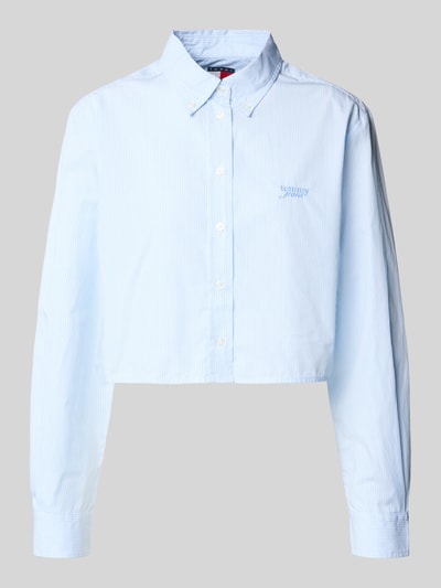 Tommy Jeans Cropped Fit Hemdbluse aus reiner Baumwolle Hellblau 2