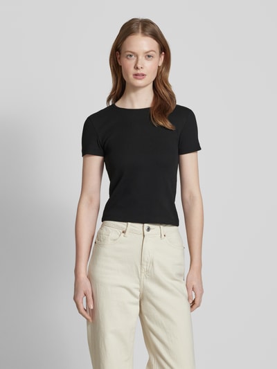 Vero Moda T-shirt o kroju regular fit z prążkowaniem model ‘CHLOE’ Czarny 4