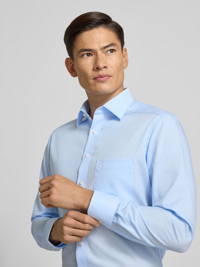 OLYMP Regular Fit Freizeithemd mit Logo-Stitching Modell 'New' Bleu 3