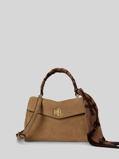Lauren Ralph Lauren Kleine Satchel aus Kalbnappaleder mit Tuchdetail Modell 'FARRAH' Camel 2