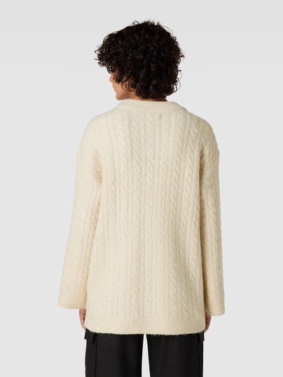 Vero Moda Strickpullover mit Zopfmuster Modell 'HEIDI' Beige Melange 5