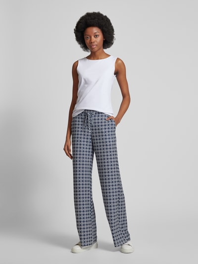 Brax Wide leg stoffen broek met all-over motief, model 'STYLE.MAINES' Blauw - 1