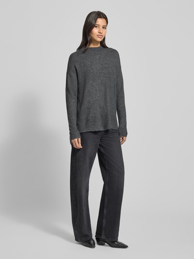 Vero Moda Oversized Strickpullover mit Mock Neck Modell 'LEFILE' Mittelgrau 1