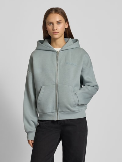 Review Bluza rozpinana o kroju regular fit z kieszenią kangurką model ‘Basic’ Błękitny 4