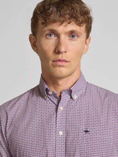 Fynch-Hatton Koszula casualowa o kroju regular fit z wyhaftowanym logo model ‘Poplin’ Koralowy 3