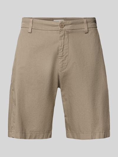 Produktfoto, Shorts mit Gesäßtaschen Modell 'YASAN' von Drykorn, beige, Baumwoll-Mix mit Leinen, Regular Fit, strukturierte Oberfläche