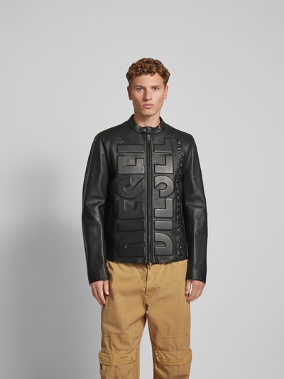 Diesel Lederjacke mit Stehkragen Black 4