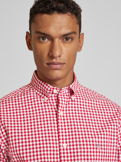 Gant Regular Fit Freizeithemd mit Vichy-Karo Modell 'POPLIN' Dunkelrot 3