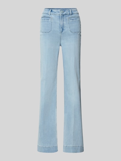 Produktfoto, Wide Leg Jeans mit Eingrifftaschen von Christian Berg Woman aus Baumwoll-Mix mit Stretch-Anteil, Knopf- und Reißverschluss, Damen, helle Jeans-Optik, Bundweite 37 cm, Innenbeinlänge 81 cm, Größe 36/32
