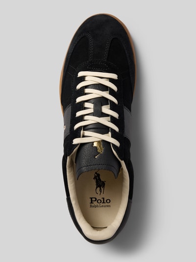 Polo Ralph Lauren Sneakersy skórzane z detalem z logo Czarny 3