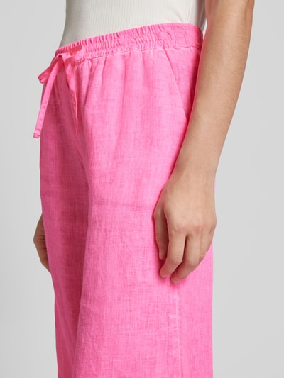 Emily Van den Bergh Wide Leg Leinenhose mit Tunnelzug Neon Pink 3