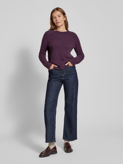 BOSS Orange Gebreide pullover met ribboorden, model 'FESPERANAS' Aubergine - 1