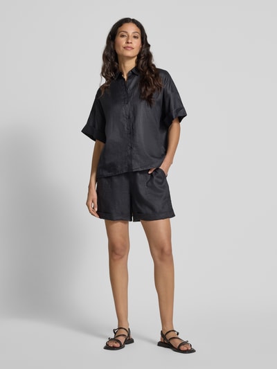 BOSS Orange Bluse aus Ramie mit überschnittenen Schultern Model 'Bisenas' Black 1