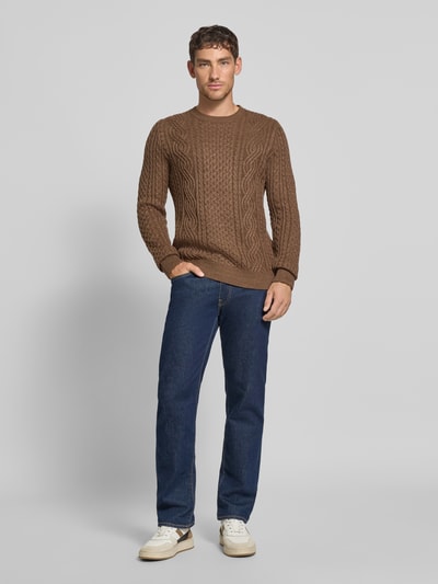 Jack & Jones Premium Strickpullover mit gerippten Abschlüssen Modell 'BLUSEAN' Mittelbraun 1