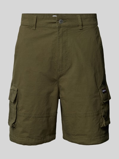 REVIEW Straight Leg Cargoshorts mit Label-Patch Oliv 2