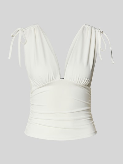 Gina Tricot Top mit V-Ausschnitt und Schnürung Offwhite 2