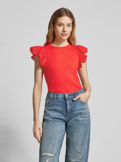 Vila T-Shirt mit Volants Modell 'Viredda' Rot 4