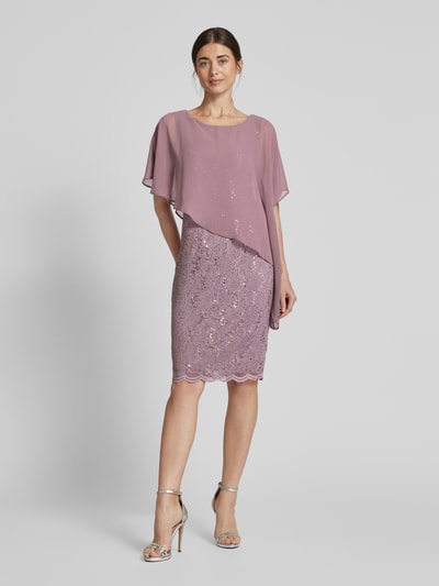 Swing Knielanges Cocktailkleid mit Paillettenbesatz Mauve 1