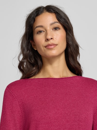 Christian Berg Woman Sweter z dzianiny z dekoltem w łódkę Fuksjowy melanż 3