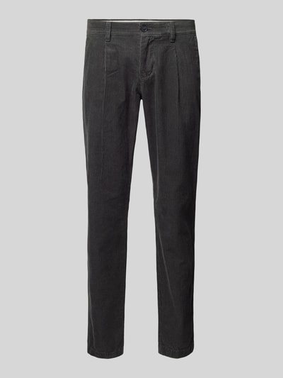 Marc O'Polo Tapered Fit Cordhose aus reiner Baumwolle Modell 'OSBY PLEATS' Anthrazit 2