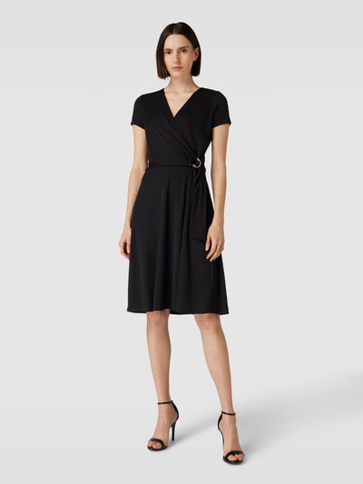 Lauren Ralph Lauren Knielanges Kleid mit V-Ausschnitt Modell 'KARLEE' Black 1