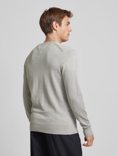 Tommy Hilfiger Gebreide pullover met logostitching, model 'PIMA' Lichtgrijs gemêleerd - 5