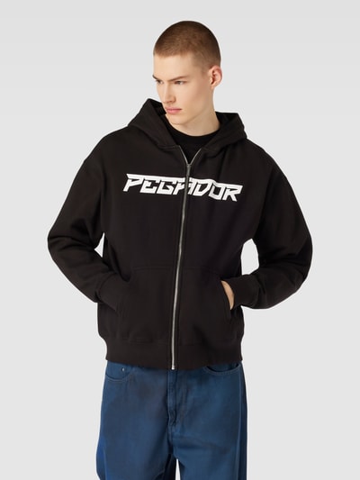 Pegador Oversized sweatjack met labelprint, model 'DONORA' Zwart - 4