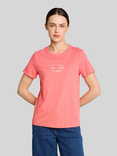 Tom Tailor Regular Fit T-Shirt mit Logo Print Pink 4