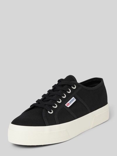 Superga Lage sneakers in effen design met labeldetail Zwart - 1